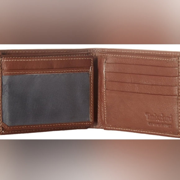 Timberland Men's Wellington Leather RFID Bi Fold Commuter Wallet In Cognac, New! - Picture 4 of 6